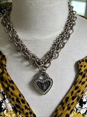 Silver-Tone Heart Lock Pendant Necklace - Women's Jewelry